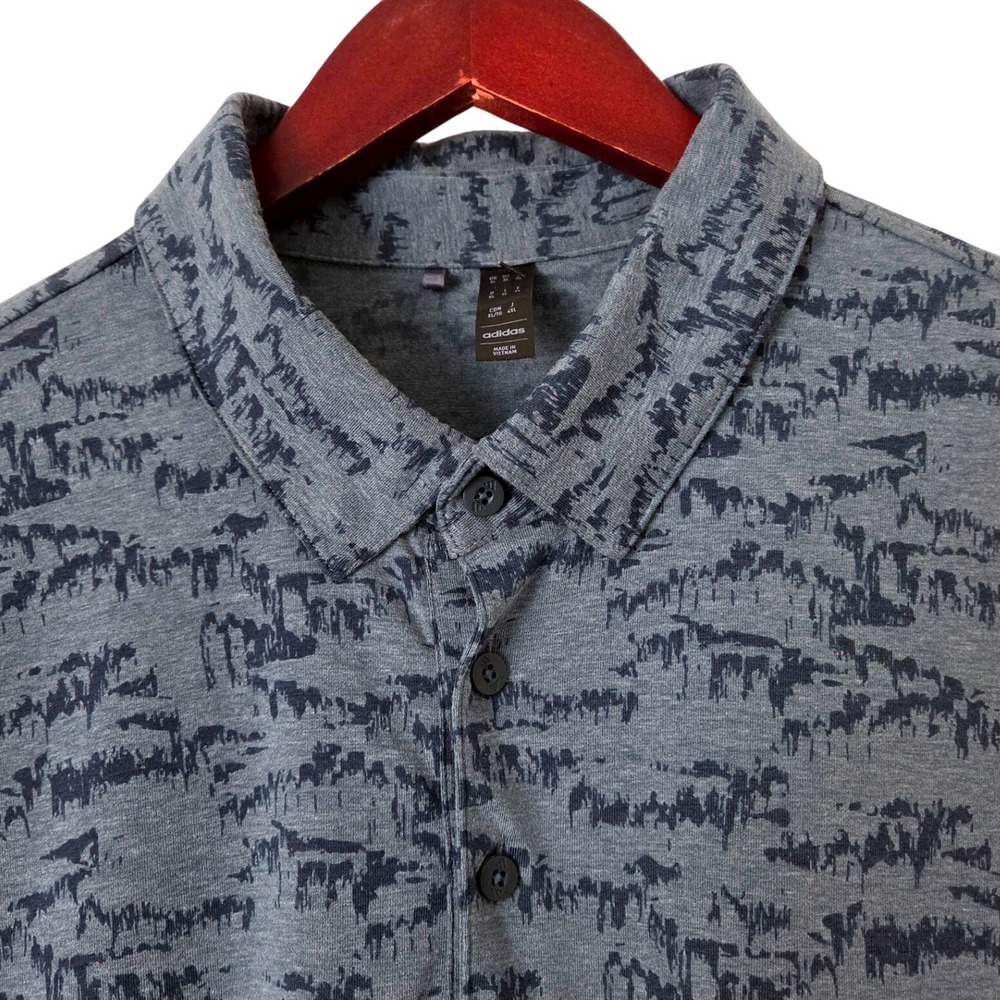 Adidas Men's XL Blue Abstract Print Stretch Golf Polo Shirt Performance